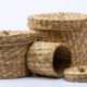 wicker containers for storage compartment