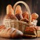 Composition with variety of baking products on wooden table